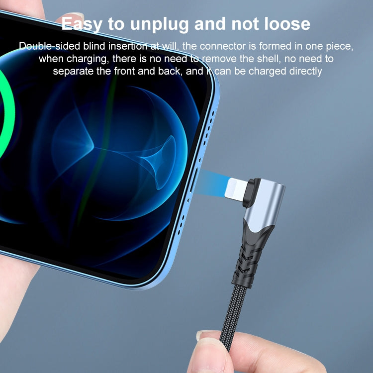 Cáp dữ liệu điện thoại 6A PD 20W USB-C / Type-C sang 8 Pin góc, 1m, 2m