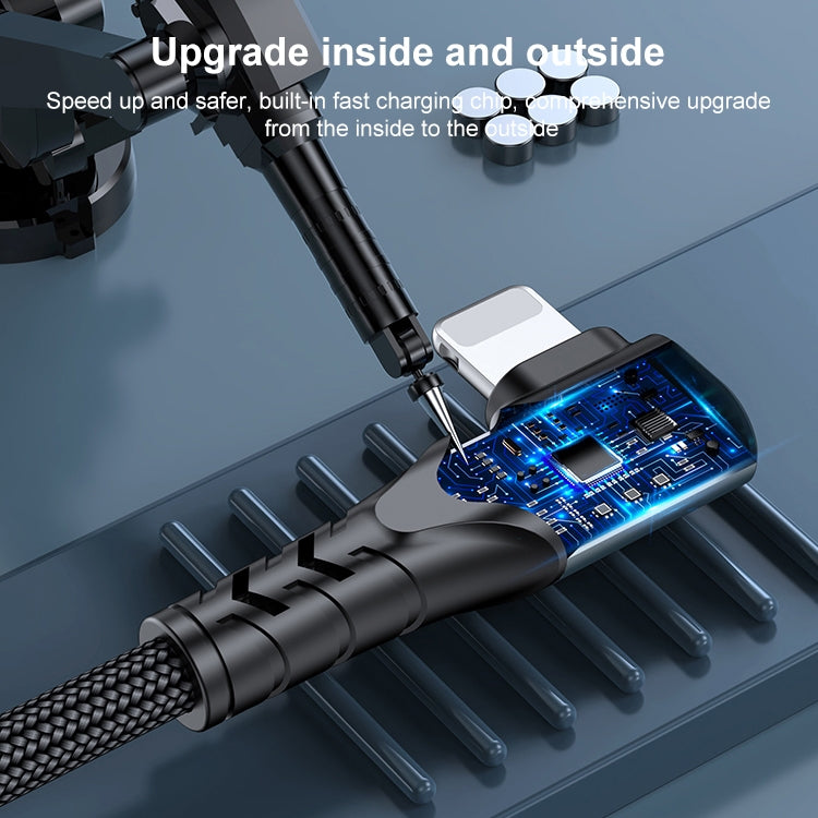 Cáp dữ liệu điện thoại 6A PD 20W USB-C / Type-C sang 8 Pin góc, 1m, 2m