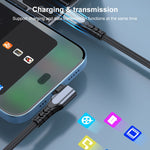 Cáp dữ liệu điện thoại 6A PD 20W USB-C / Type-C sang 8 Pin góc, 1m, 2m