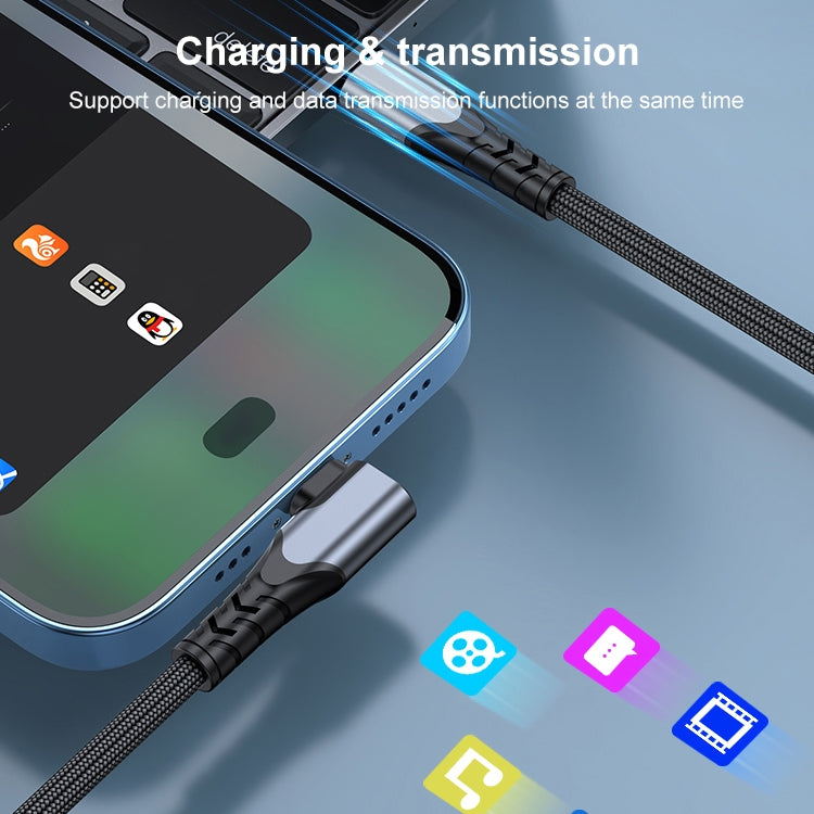 Cáp dữ liệu điện thoại 6A PD 20W USB-C / Type-C sang 8 Pin góc, 1m, 2m