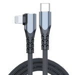 Cáp dữ liệu điện thoại 6A PD 20W USB-C / Type-C sang 8 Pin góc, 1m, 2m