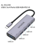 Trạm kết nối đa chức năng amalink 95119D Type-C / USB-C sang 4 cổng USB + PD 3.0, mã 95119D