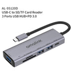 Trạm kết nối đa chức năng amalink 95120D Type-C / USB-C sang SD/TF + 3 cổng USB + PD 3.0, mã 95120D