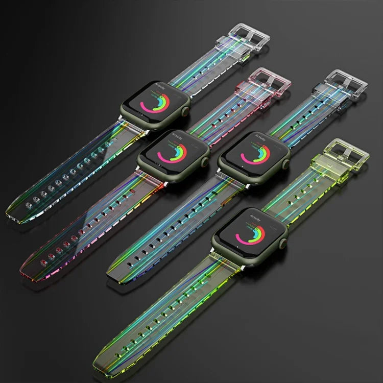 Dây đồng hồ silicone trong suốt nhiều màu cho Apple Watch Series, 7 45mm / 6 & SE & 5 & 4 44mm / 3 & 2 & 1 42mm, 7 41mm / 6 & SE & 5 & 4 40mm / 3 & 2 & 1 38mm