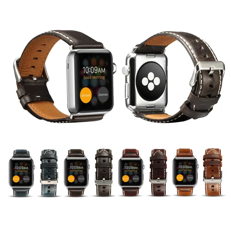 Dây đồng hồ da bò phủ sáp dầu phong cách cổ điển, Dành cho Apple Watch Series, Dành cho Apple Watch Series 5
