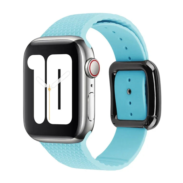 Dây đồng hồ silicone khóa đen cho Apple Watch Series, 7 45mm / 6&SE&5&4 44mm / 3&2&1 42mm
