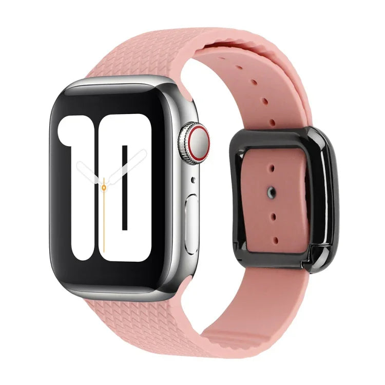 Dây đồng hồ silicone khóa đen cho Apple Watch Series, 7 45mm / 6&SE&5&4 44mm / 3&2&1 42mm