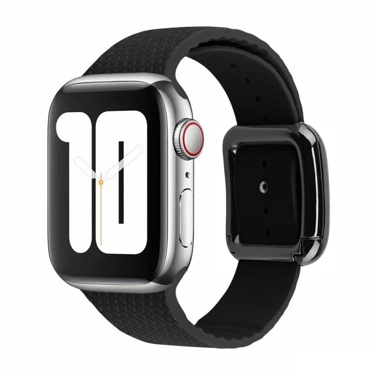 Dây đồng hồ silicone khóa đen cho Apple Watch Series, 7 45mm / 6&SE&5&4 44mm / 3&2&1 42mm