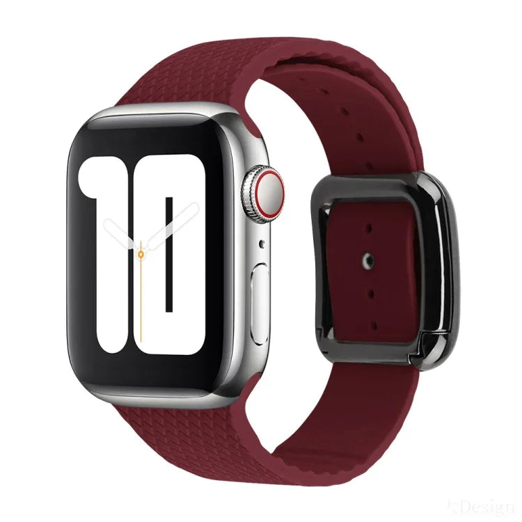 Dây đồng hồ silicone khóa đen cho Apple Watch Series, 7 45mm / 6&SE&5&4 44mm / 3&2&1 42mm