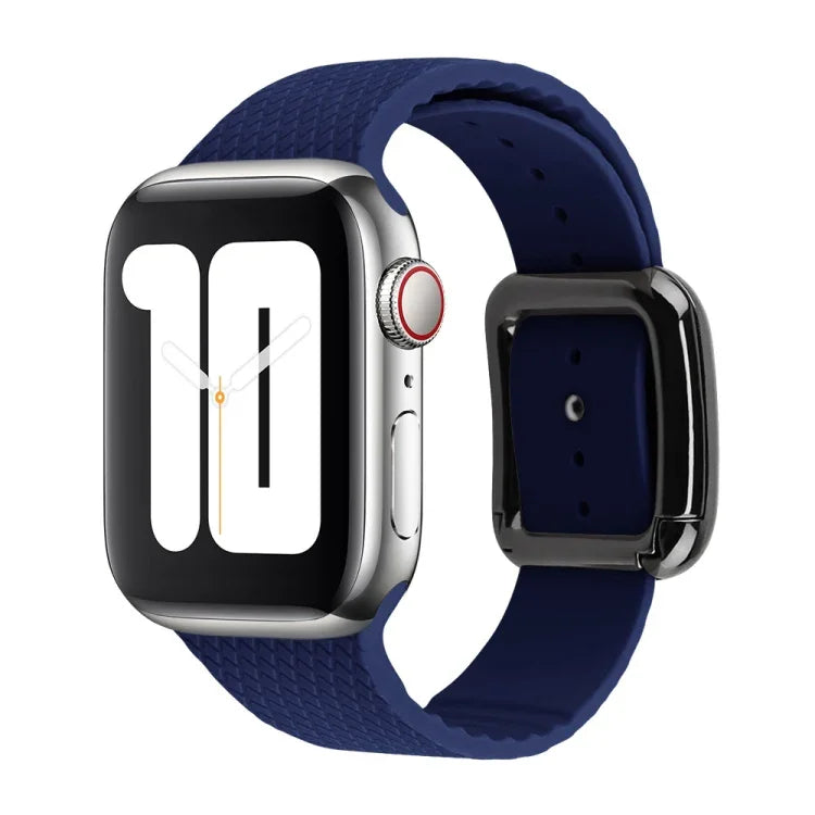 Dây đồng hồ silicone khóa đen cho Apple Watch Series, 7 45mm / 6&SE&5&4 44mm / 3&2&1 42mm