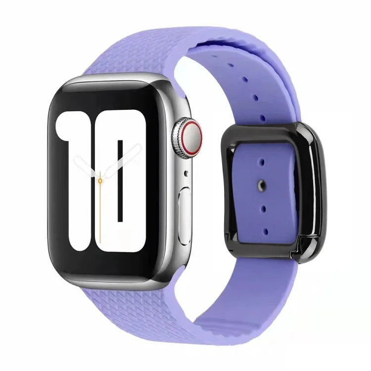 Dây đồng hồ silicone khóa đen cho Apple Watch Series, 7 45mm / 6&SE&5&4 44mm / 3&2&1 42mm
