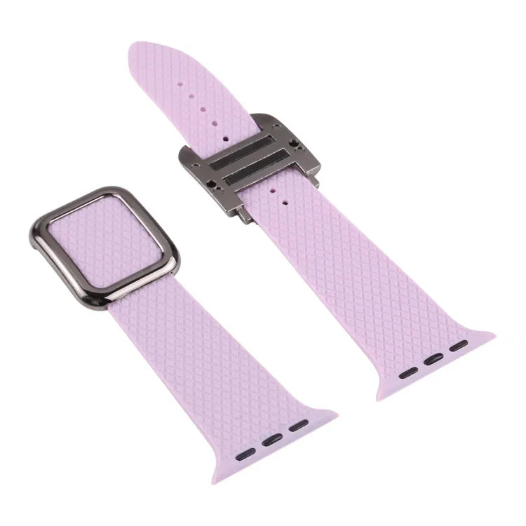 Dây đồng hồ silicone khóa đen cho Apple Watch Series, 7 45mm / 6&SE&5&4 44mm / 3&2&1 42mm