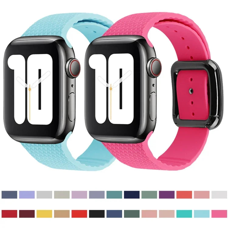 Dây đồng hồ silicone khóa đen cho Apple Watch Series, 7 45mm / 6&SE&5&4 44mm / 3&2&1 42mm
