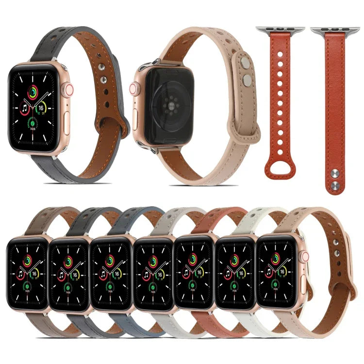 Dây đồng hồ da đinh tán đôi cho Apple Watch Series, 7 41mm / 6&SE&5&4 40mm / 3&2&1 38mm, 7 45mm / 6&SE&5&4 44mm / 3&2&1 42mm