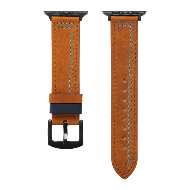 Dây đồng hồ da mờ may chỉ cho Apple Watch Series, 7 41mm / 6&SE&5&4 40mm / 3&2&1 38mm, 7 45mm / 6&SE&5&4 44mm / 3&2&1 42mm