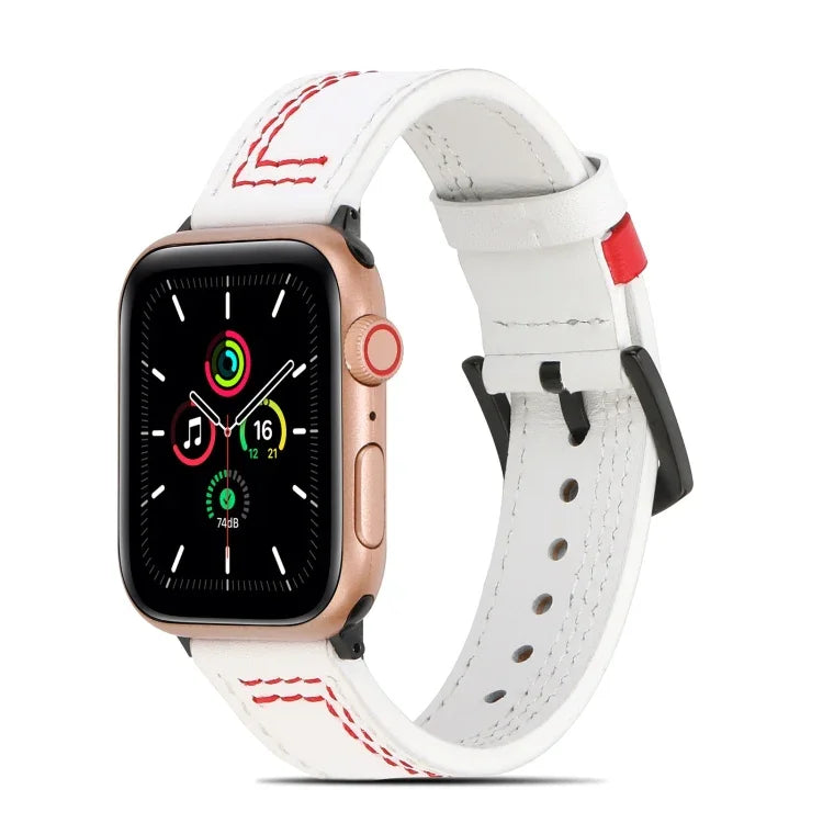 Dây đồng hồ da mờ may chỉ cho Apple Watch Series, 7 41mm / 6&SE&5&4 40mm / 3&2&1 38mm, 7 45mm / 6&SE&5&4 44mm / 3&2&1 42mm
