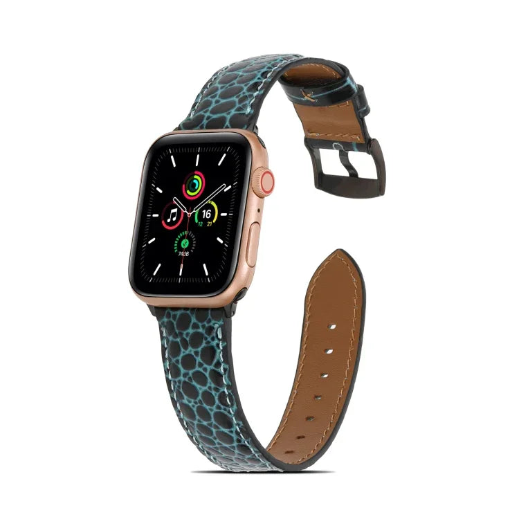 Dây đồng hồ da họa tiết cá sấu cho Apple Watch Series, 7 41mm / 6&SE&5&4 40mm / 3&2&1 38mm, 7 45mm / 6&SE&5&4 44mm / 3&2&1 42mm