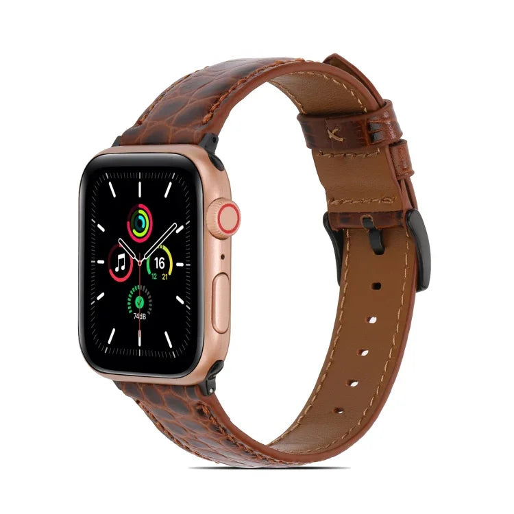 Dây đồng hồ da họa tiết cá sấu cho Apple Watch Series, 7 41mm / 6&SE&5&4 40mm / 3&2&1 38mm, 7 45mm / 6&SE&5&4 44mm / 3&2&1 42mm