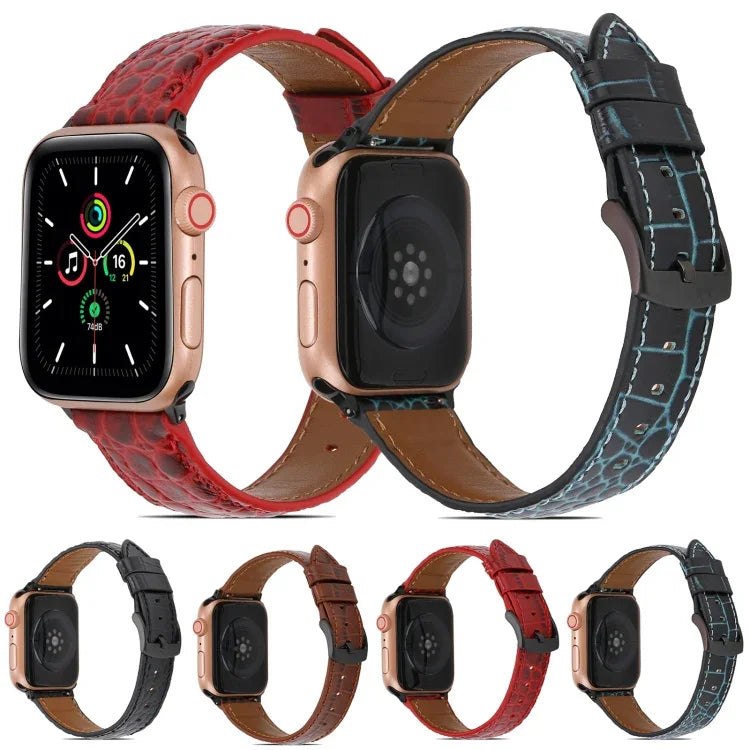 Dây đồng hồ da họa tiết cá sấu cho Apple Watch Series, 7 41mm / 6&SE&5&4 40mm / 3&2&1 38mm, 7 45mm / 6&SE&5&4 44mm / 3&2&1 42mm