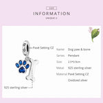 Mặt dây chuyền bạc S925 Sterling hình xương chân chó, Xương chân chó