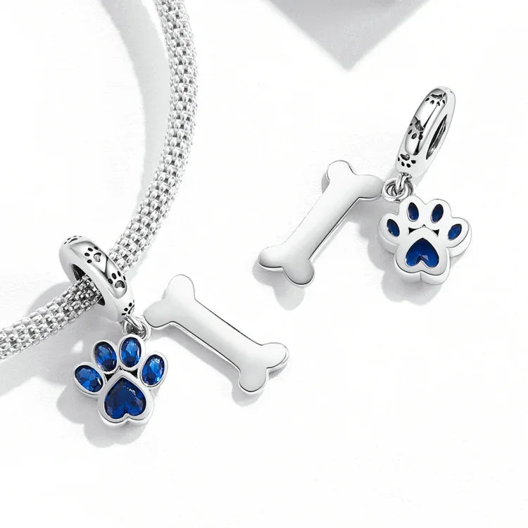 Mặt dây chuyền bạc S925 Sterling hình xương chân chó, Xương chân chó