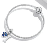 Mặt dây chuyền bạc S925 Sterling hình xương chân chó, Xương chân chó