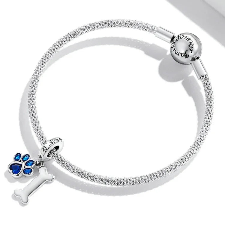 Mặt dây chuyền bạc S925 Sterling hình xương chân chó, Xương chân chó