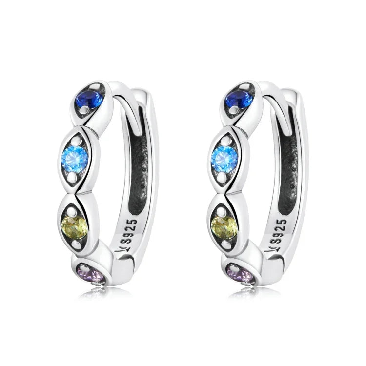 Bông tai bạc S925 Sterling mắt quỷ đá zircon cho nữ, mắt quỷ zircon