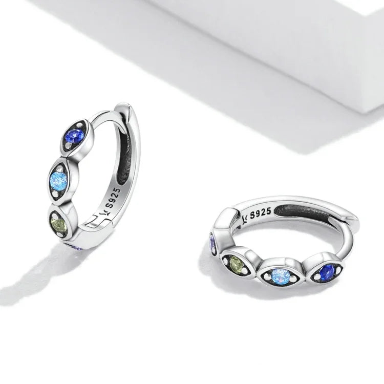 Bông tai bạc S925 Sterling mắt quỷ đá zircon cho nữ, mắt quỷ zircon