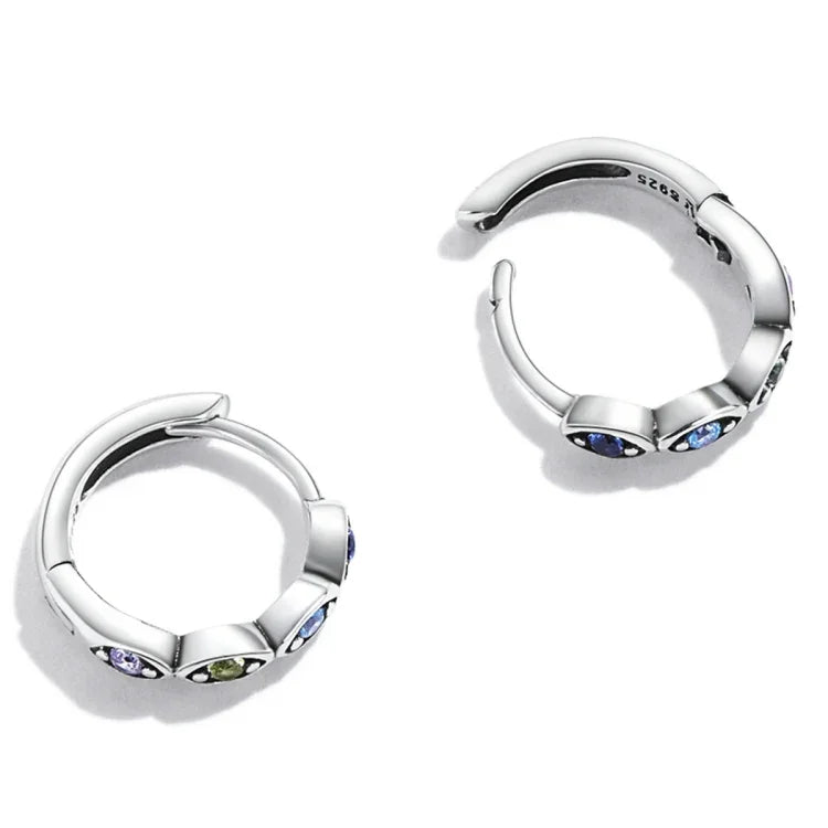 Bông tai bạc S925 Sterling mắt quỷ đá zircon cho nữ, mắt quỷ zircon