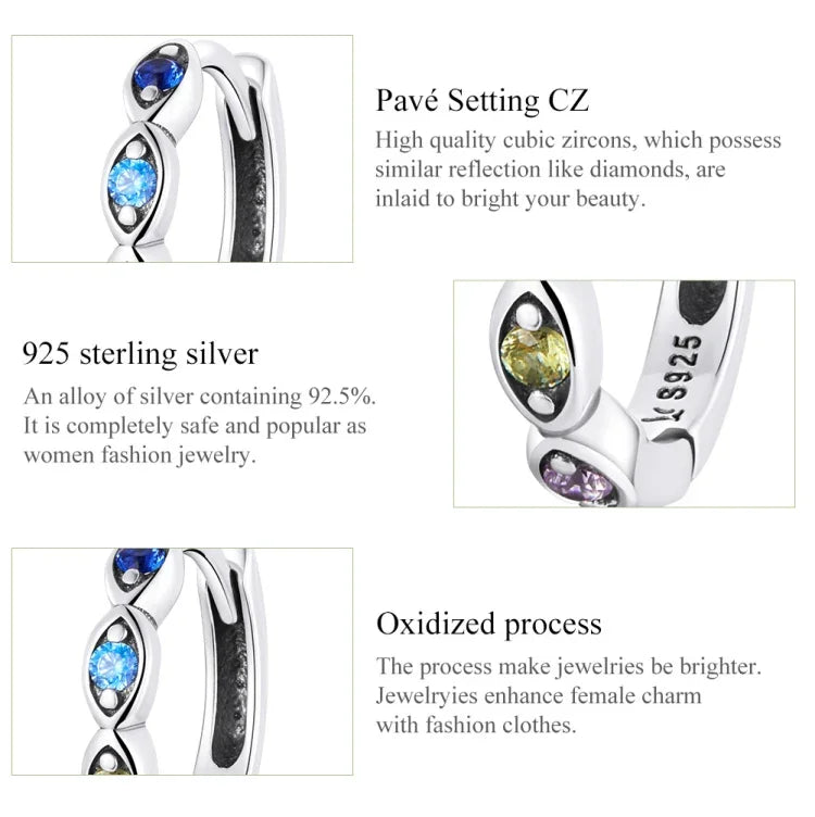 Bông tai bạc S925 Sterling mắt quỷ đá zircon cho nữ, mắt quỷ zircon