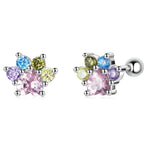 Bông tai đinh bạc S925 Sterling đá zircon màu hình móng vuốt dễ thương cho nữ, đá zircon màu móng vuốt dễ thương