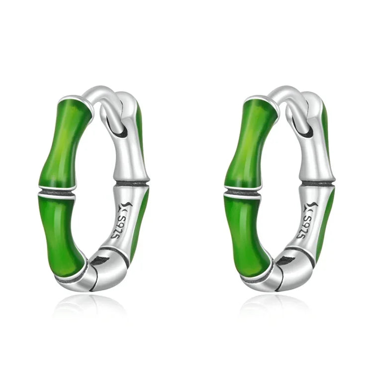Bông tai khóa tai bạc S925 Sterling hình tre cho nữ, tre