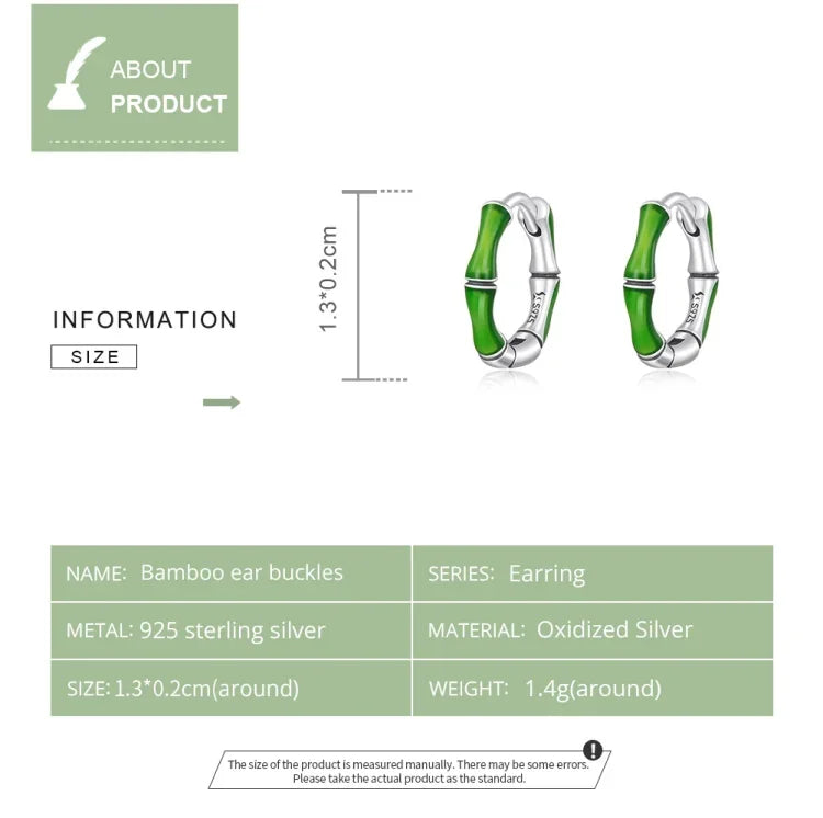 Bông tai khóa tai bạc S925 Sterling hình tre cho nữ, tre