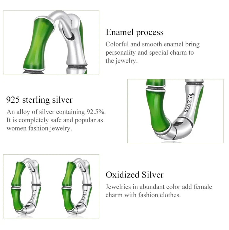 Bông tai khóa tai bạc S925 Sterling hình tre cho nữ, tre