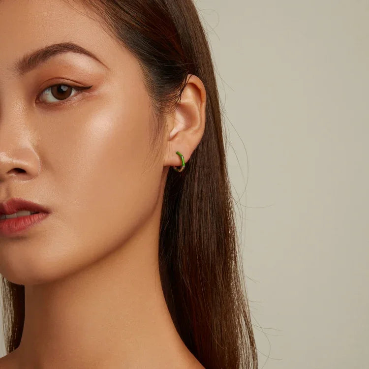 Bông tai khóa tai bạc S925 Sterling hình tre cho nữ, tre