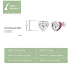 S925 Sterling Silver Heart Zircon Ear Stud Women Earrings, Heart Zircon(Blue)