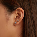 S925 Sterling Silver Heart Zircon Ear Stud Women Earrings, Heart Zircon(Blue)