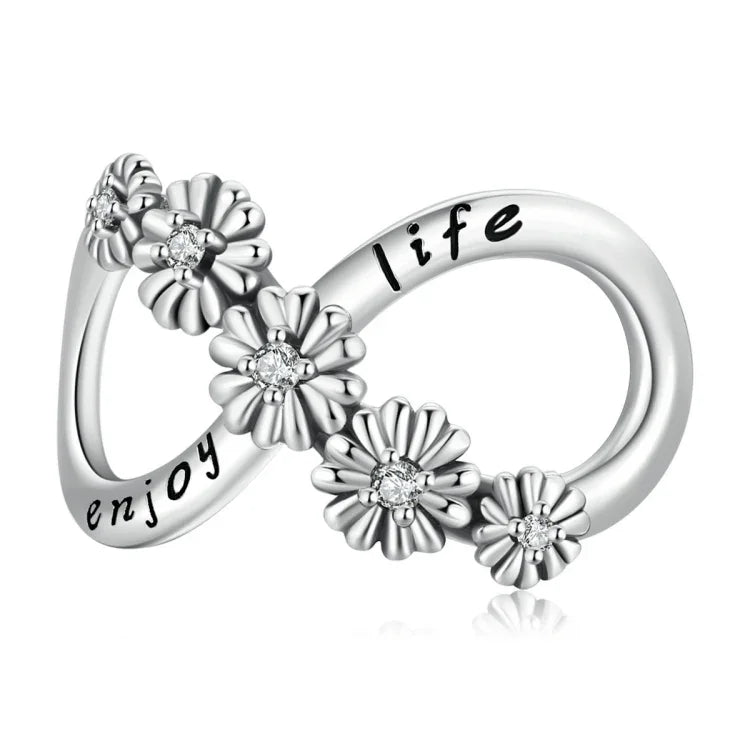 Phụ kiện vòng tay vòng cổ hạt hoa vô cực bạc S925 Sterling, hoa vô cực