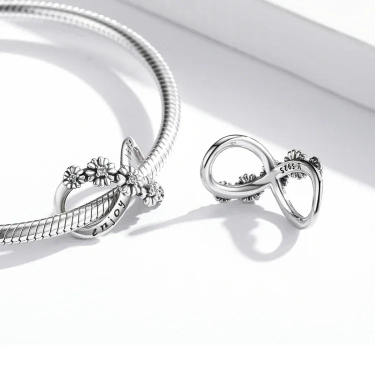 Phụ kiện vòng tay vòng cổ hạt hoa vô cực bạc S925 Sterling, hoa vô cực