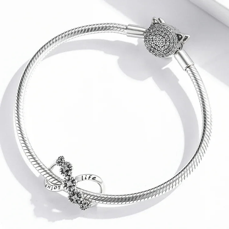Phụ kiện vòng tay vòng cổ hạt hoa vô cực bạc S925 Sterling, hoa vô cực