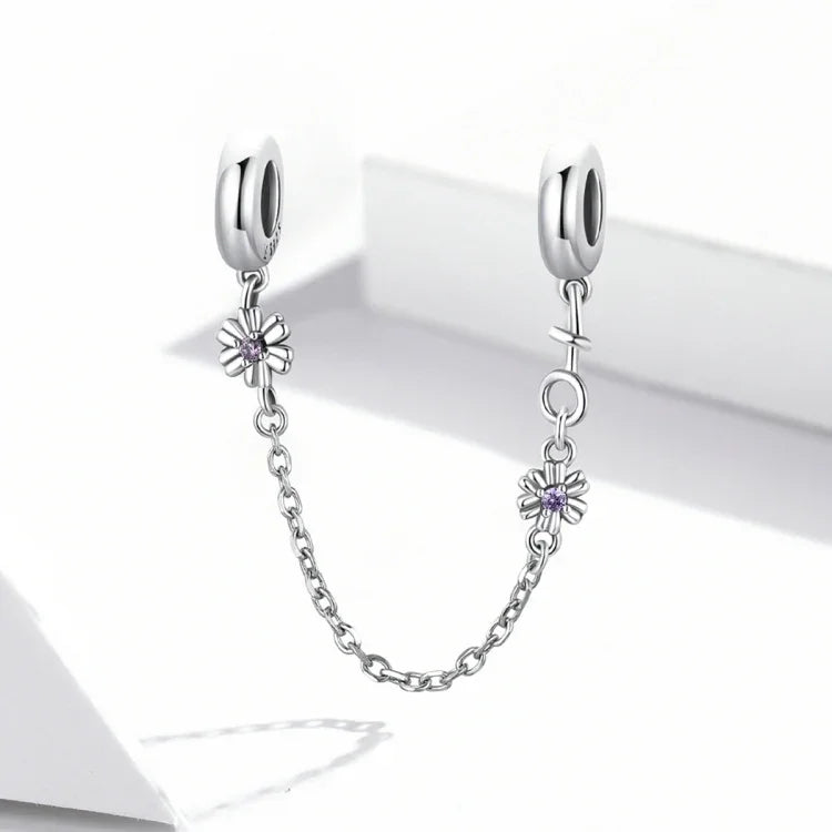 Phụ kiện vòng tay vòng cổ dây an toàn hoa cổ điển bạc S925 Sterling, hoa cổ điển
