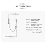 Phụ kiện vòng tay vòng cổ dây an toàn hoa cổ điển bạc S925 Sterling, hoa cổ điển