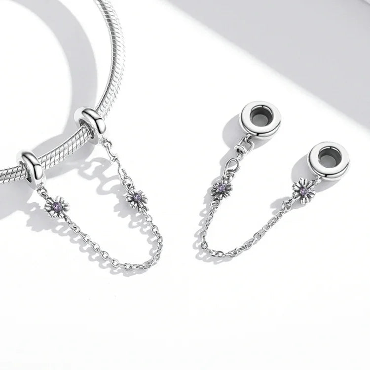 Phụ kiện vòng tay vòng cổ dây an toàn hoa cổ điển bạc S925 Sterling, hoa cổ điển