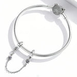 Phụ kiện vòng tay vòng cổ dây an toàn hoa cổ điển bạc S925 Sterling, hoa cổ điển