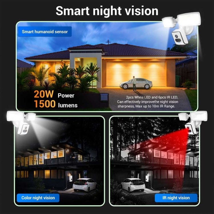 Camera IP WiFi ESCAM QF612 3MP và đèn pha, hỗ trợ quan sát ban đêm và phát hiện PIR, QF612