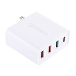 Sạc du lịch A3 PD 18W USB-C / Type-C + QC3.0 USB + giao diện USB đôi, phích cắm US, phích cắm EU, phích cắm UK