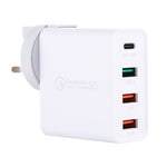 Sạc du lịch A3 PD 18W USB-C / Type-C + QC3.0 USB + giao diện USB đôi, phích cắm US, phích cắm EU, phích cắm UK