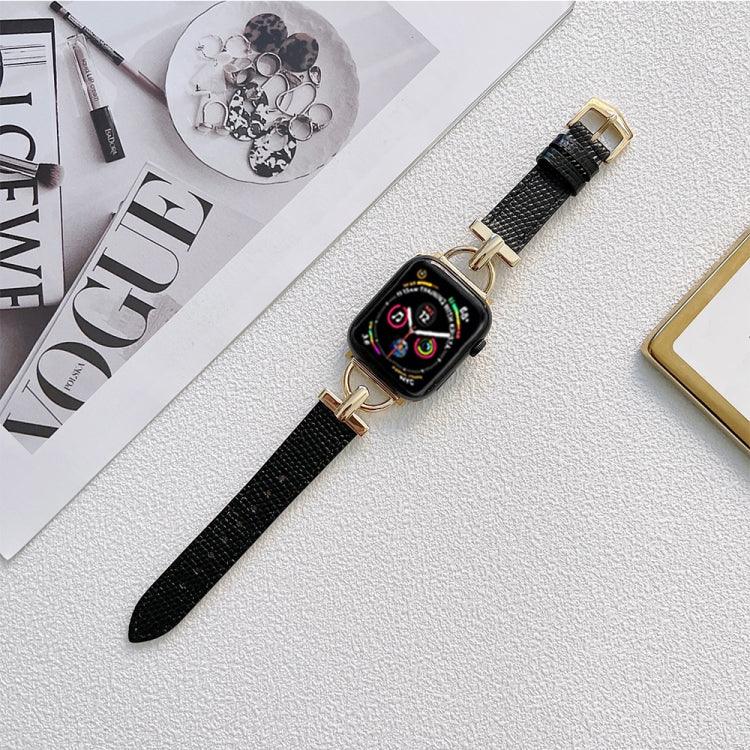 Dây đeo thép hình chữ D + da thật cho Apple Watch Series, 7 41mm / 6&SE&5&4 40mm / 3&2&1 38mm, 7 45mm / 6&SE&5&4 44mm / 3&2&1 42mm