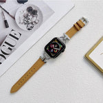 Dây đeo thép hình chữ D + da thật cho Apple Watch Series, 7 41mm / 6&SE&5&4 40mm / 3&2&1 38mm, 7 45mm / 6&SE&5&4 44mm / 3&2&1 42mm